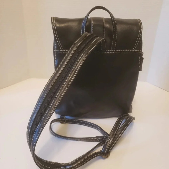The Stone Black Faux Leather Womans Medium Mini  Backpack . - Picture 6 of 16